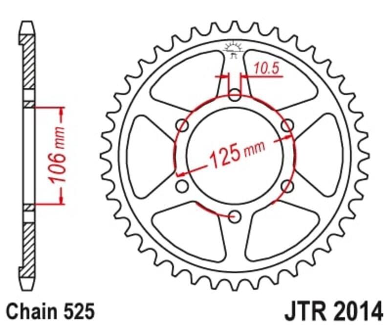 Corona JT SPROCKETS acero estándar 2014 - Paso 525