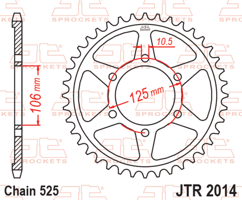 Corona JT SPROCKETS acero estándar 2014 - Paso 525
