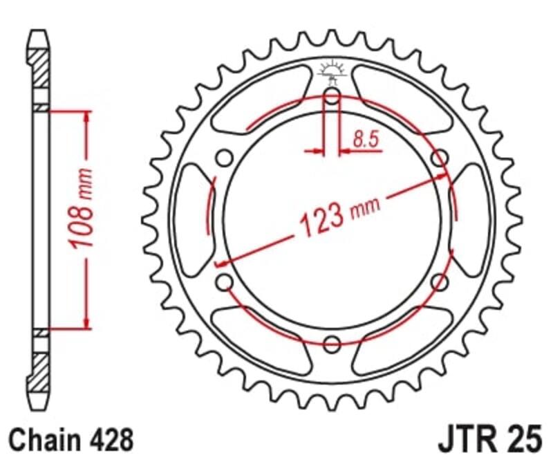 Corona JT SPROCKETS acero estándar 25 - 428
