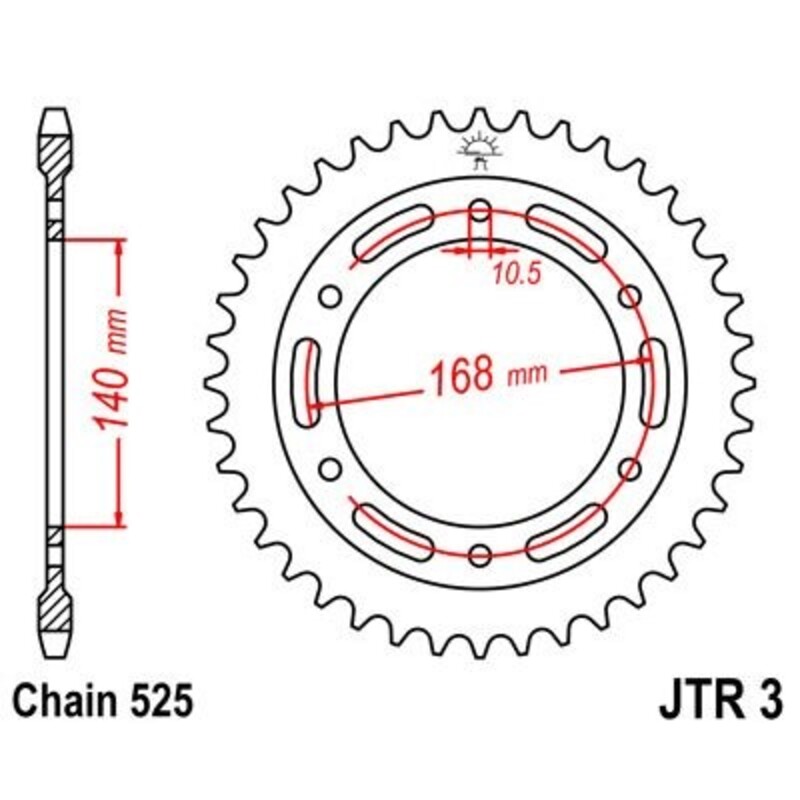 Corona JT 3 de zinc negro con 47 dientes