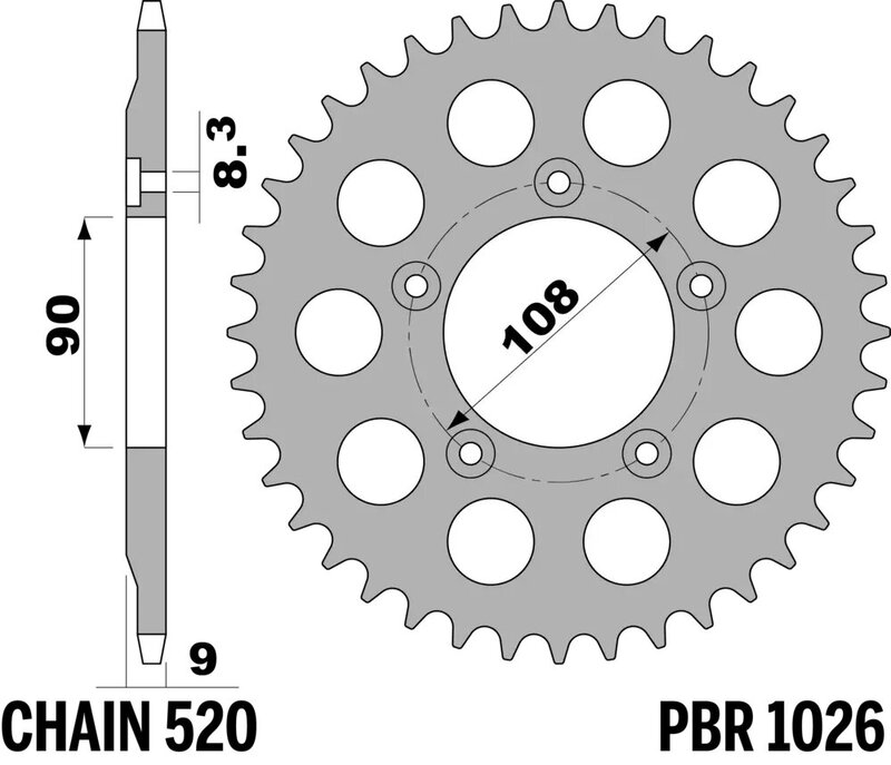 Corona PBR acero C45 estándar 1026 - 520