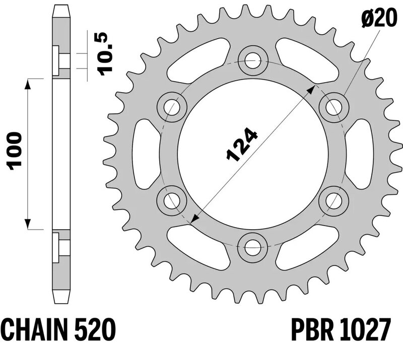 Corona PBR acero C45 estándar 1027 - 520