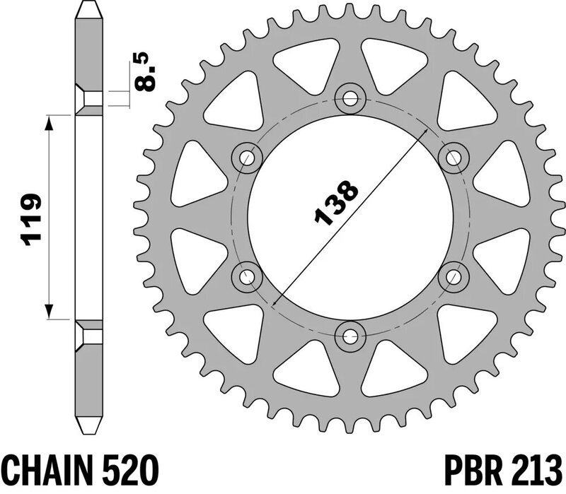 Corona PBR acero C45 estándar 213 - 520