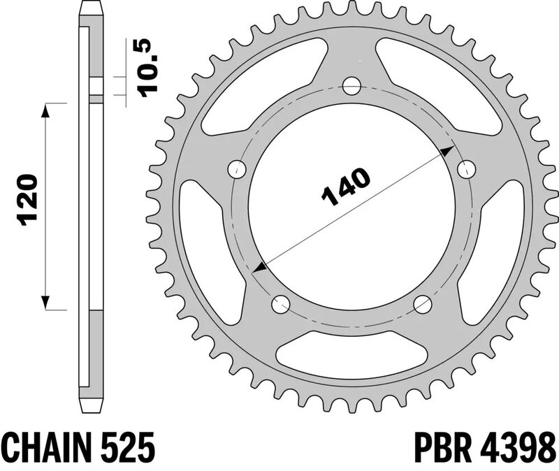 Corona PBR acero C45 estándar 4398 - 525