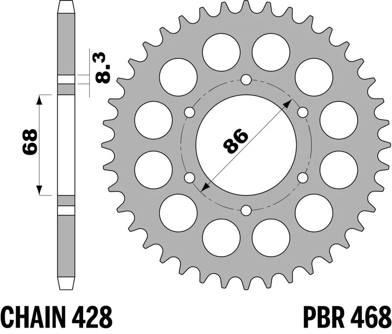 Corona PBR acero C45 estándar 468 - 428