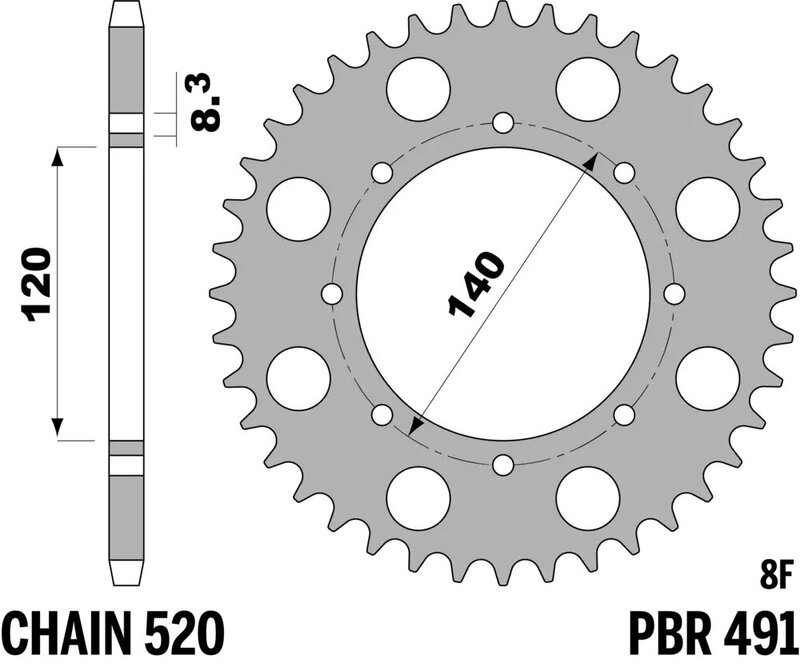 Corona PBR acero C45 estándar 491 - 520