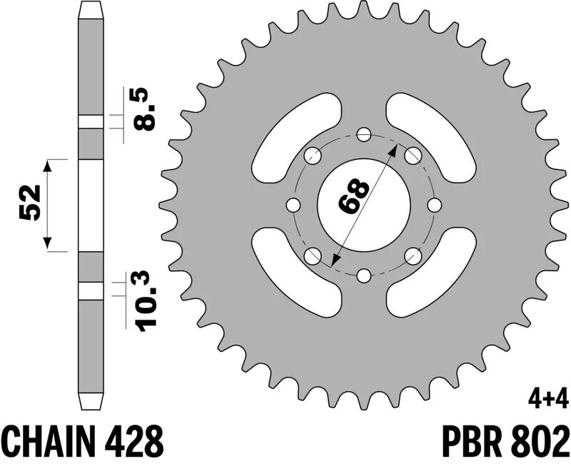 Corona PBR acero C45 estándar 802 - 428
