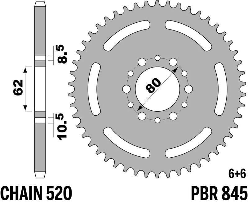 Corona PBR acero C45 estándar 845 - 520