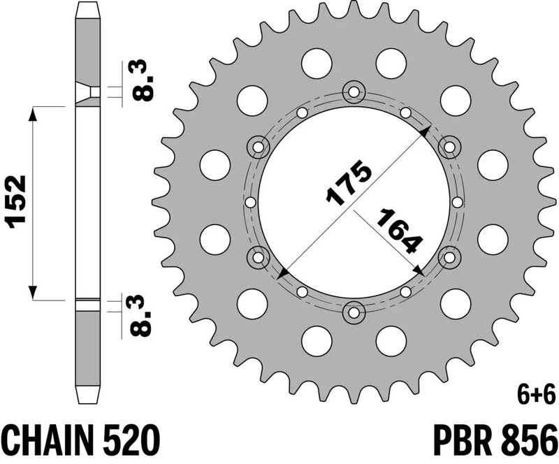 Corona PBR acero C45 estándar 856 - 520
