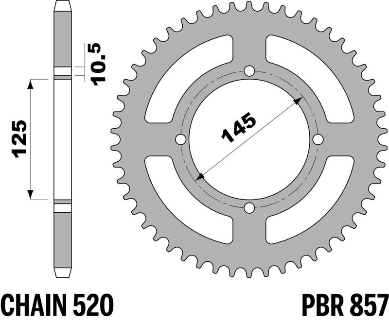 Corona PBR acero C45 estándar 857 - 520
