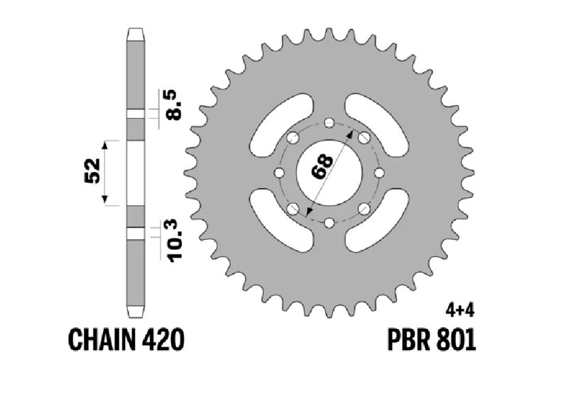 Corona PBR acero C45 estándar 801 - 520