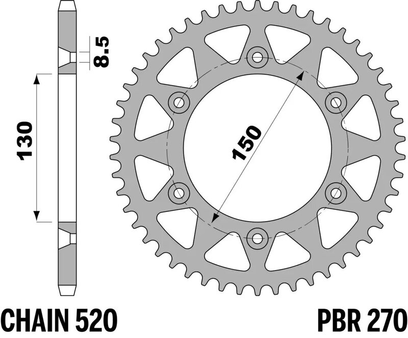 Corona PBR acero C45 estándar 270 - 520