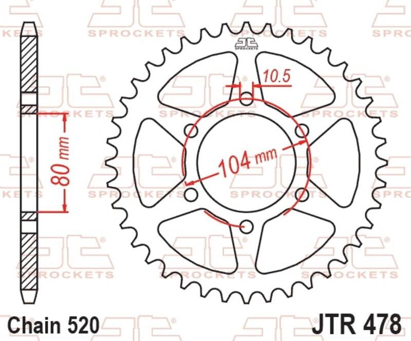 Corona JT SPROCKETS acero estándar 478 - Paso 520