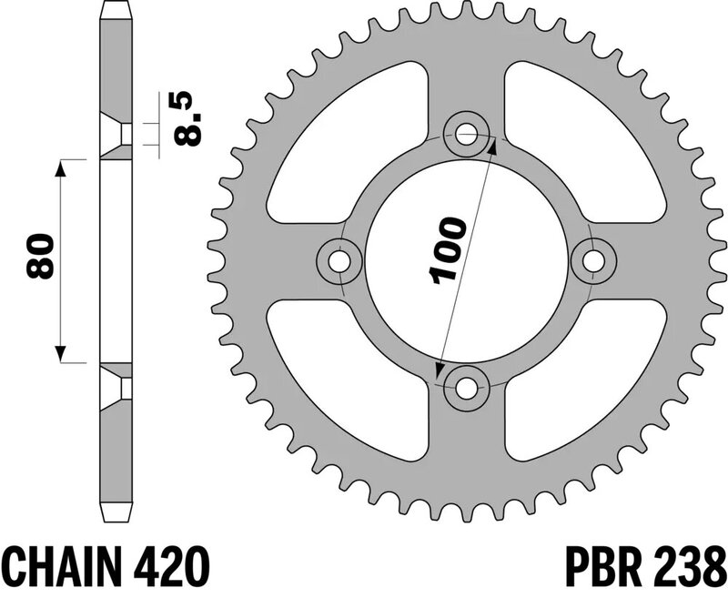 Corona PBR acero C45 estándar 238 - 420