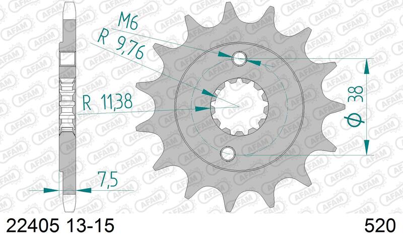Piñón AFAM acero estándar 22405 - Paso 520