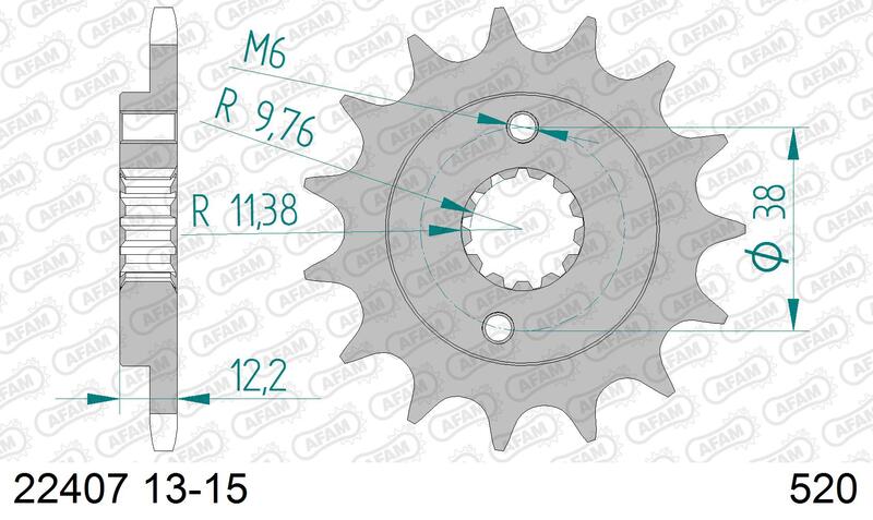 Piñón AFAM acero estándar 22407 - Paso 520