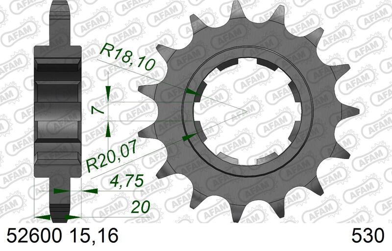 Piñón AFAM acero estándar 52600 - Paso 530