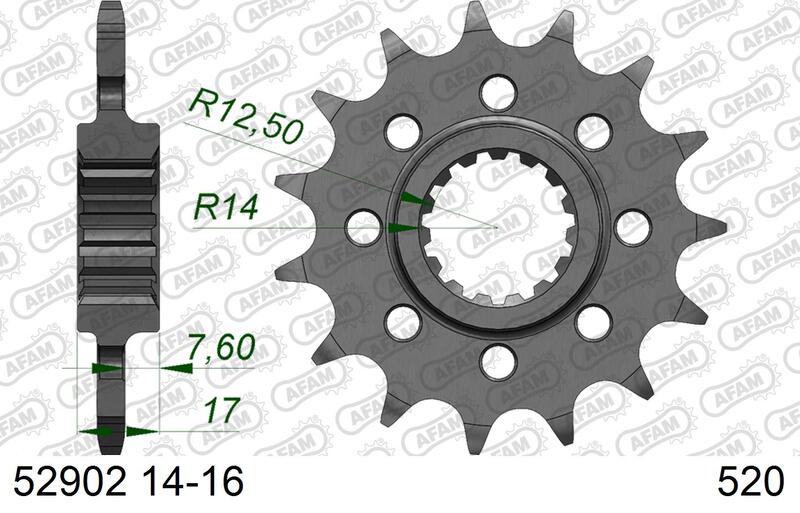 Piñón AFAM acero estándar 52902 - Paso 520