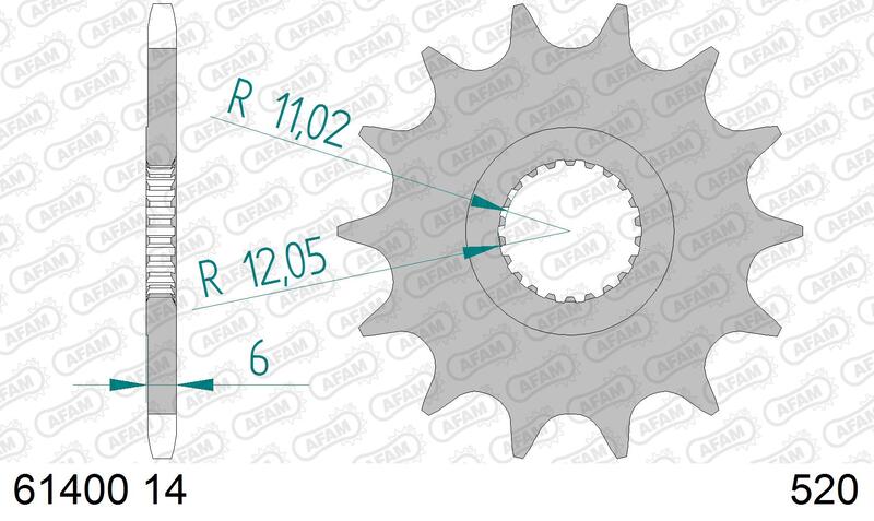 Piñón AFAM acero estándar 61400 - Paso 520