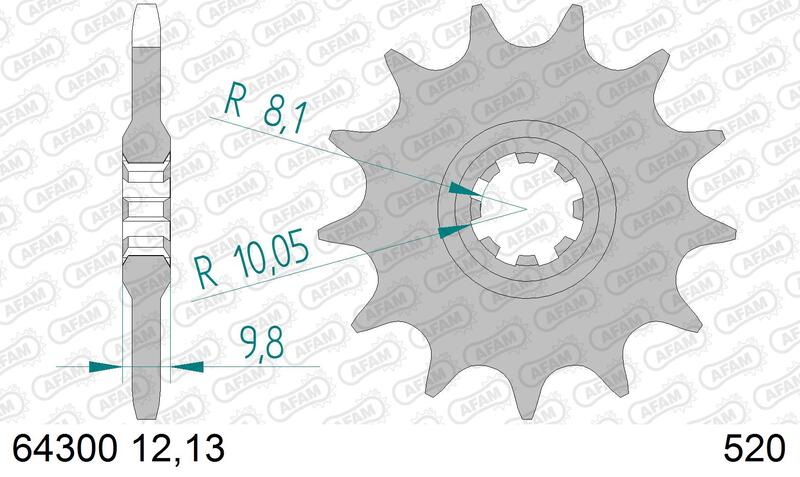 Piñón AFAM acero estándar 64300 - Paso 520