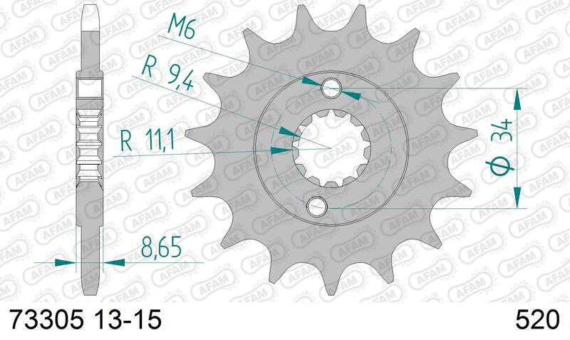 Piñón AFAM acero estándar 73305 - Paso 520
