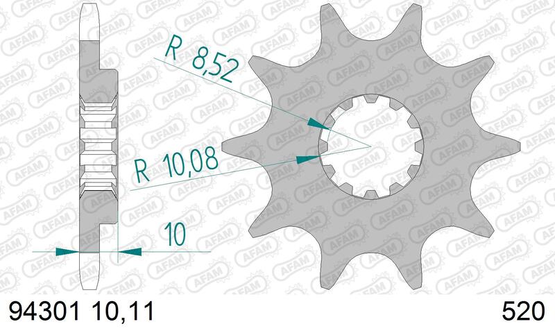 Piñón AFAM acero estándar 94301 - Paso 520