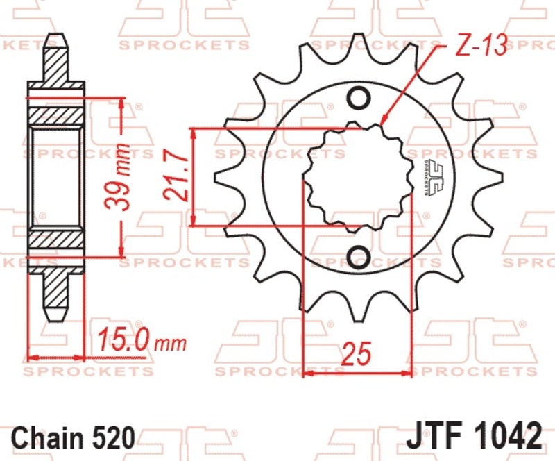 Piñón JT SPROCKETS acero estándar 1042 - Paso 520