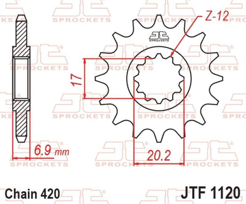Piñon JT SPROCKETS acero estándar 1120 - 420 - Motor Minarelli AM6