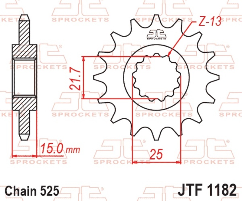 Piñón JT SPROCKETS acero estándar 1182 - Paso 525