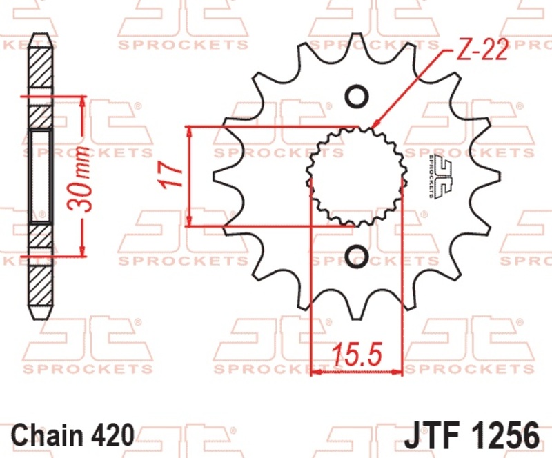 Piñón JT SPROCKETS acero estándar 1256 - Paso 420