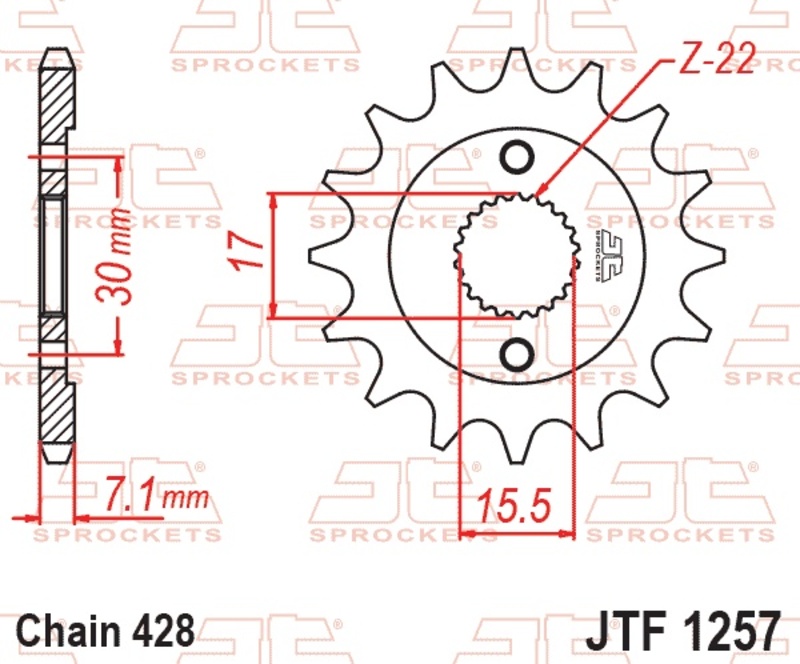 Piñón JT SPROCKETS acero estándar 1257 - Paso 428