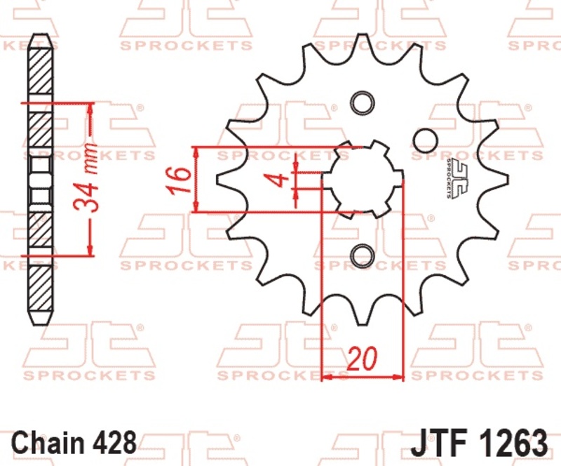 Piñón JT SPROCKETS acero estándar 1263 - Paso 428