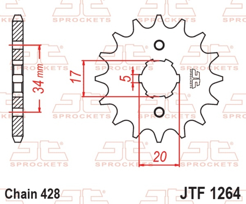 Piñón JT SPROCKETS acero estándar 1264 - Paso 428