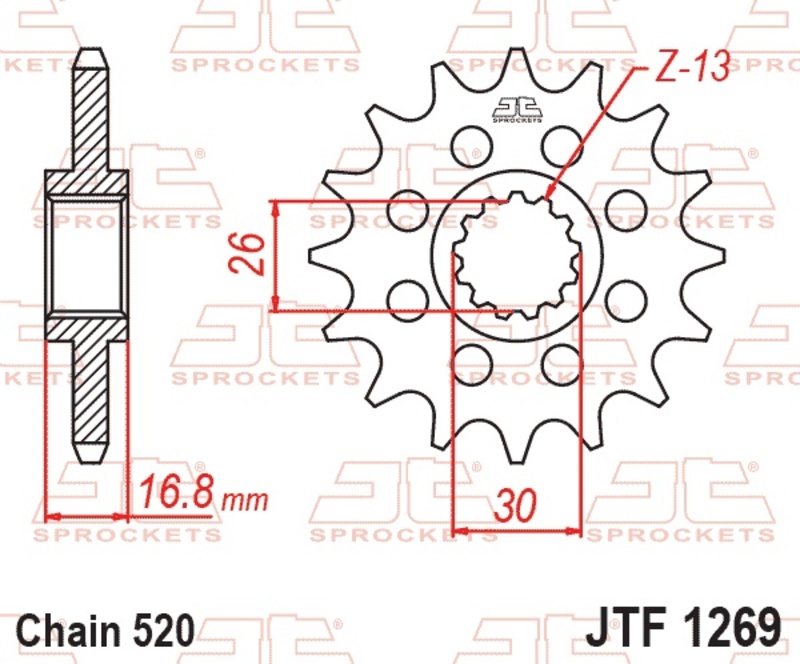 Piñón JT SPROCKETS acero estándar 1269 - Paso 520