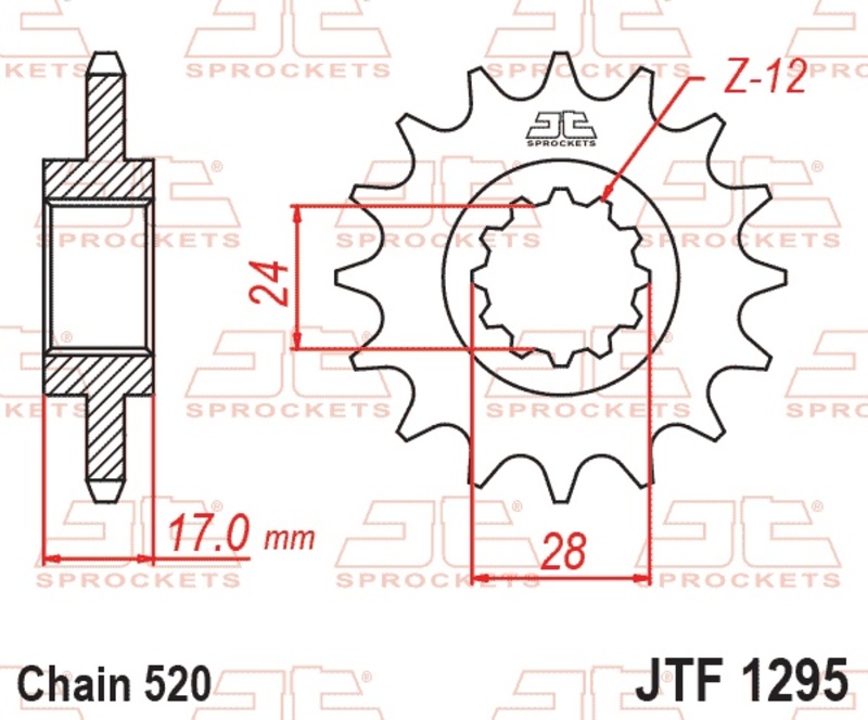 Piñón JT SPROCKETS acero estándar 1295 - Paso 520