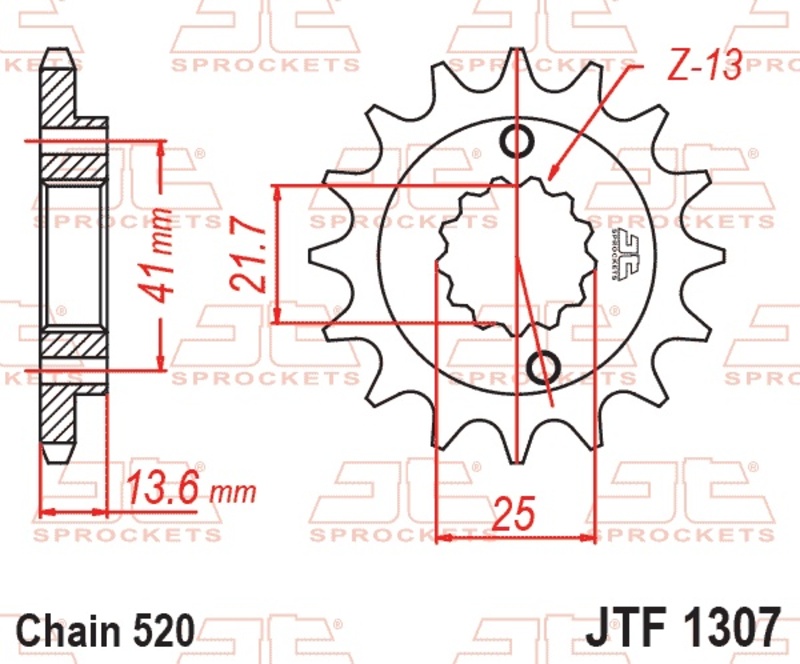 Piñón JT SPROCKETS acero estándar 1307 - Paso 520