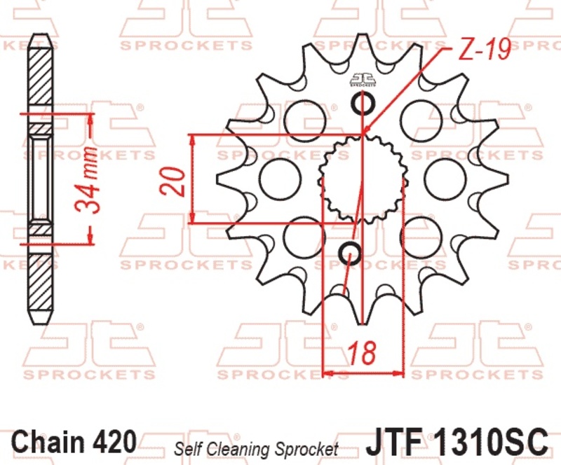 Piñón JT SPROCKETS acero autolimpiable 1310 - Paso 420