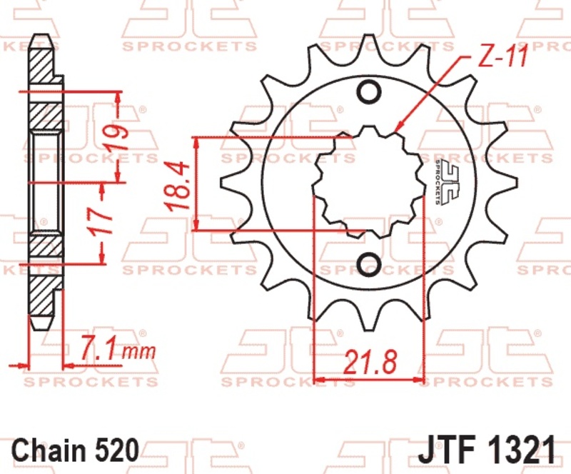 Piñón JT SPROCKETS acero estándar 1321 - Paso 520
