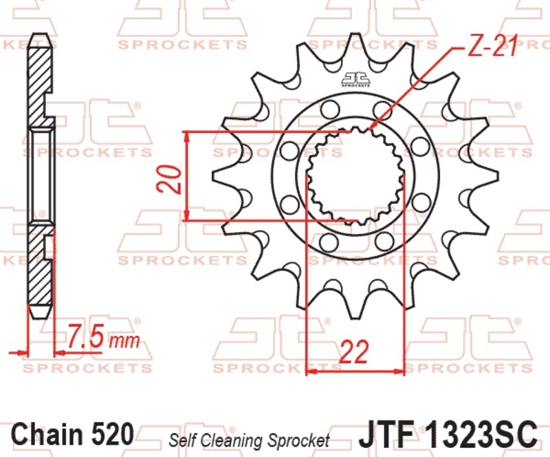 Piñón JT SPROCKETS acero autolimpiable 1323 - Paso 520