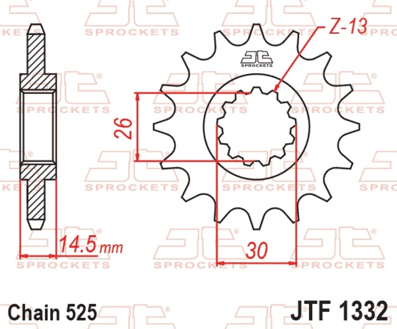 Piñón JT SPROCKETS acero estándar 1332 - Paso 525