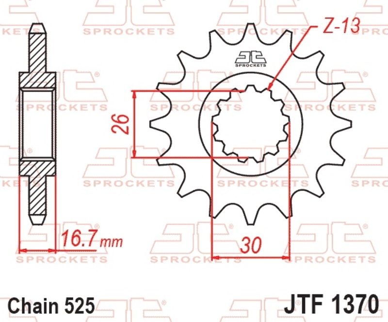 Piñón JT SPROCKETS acero estándar 1370 - Paso 525