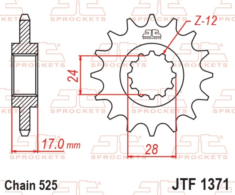 Piñón JT SPROCKETS acero estándar 1371 - Paso 525