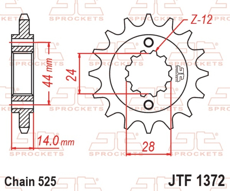 Piñón JT SPROCKETS acero estándar 1372 - Paso 525