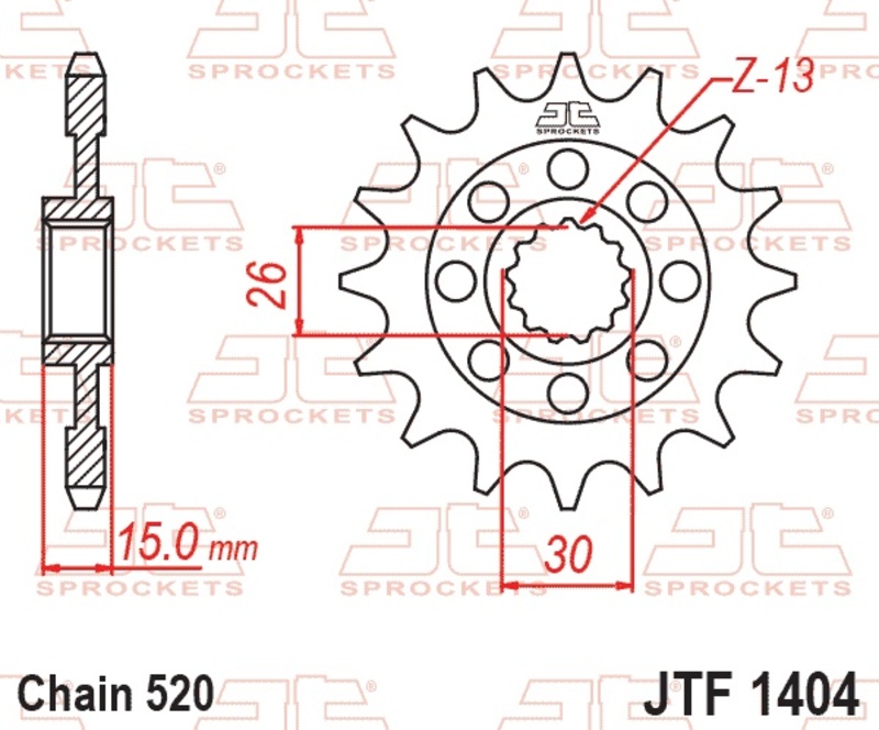 Piñón JT SPROCKETS acero estándar 1404 - Paso 520