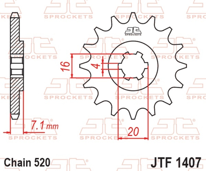 Piñón JT SPROCKETS acero estándar 1407 - Paso 520