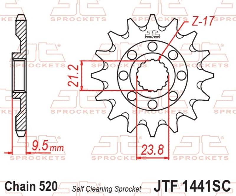 Piñón JT SPROCKETS acero autolimpiable 1441 - Paso 520