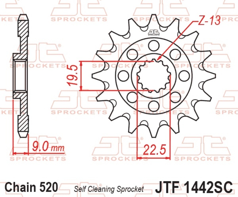 Piñón JT SPROCKETS acero autolimpiable 1442 - Paso 520