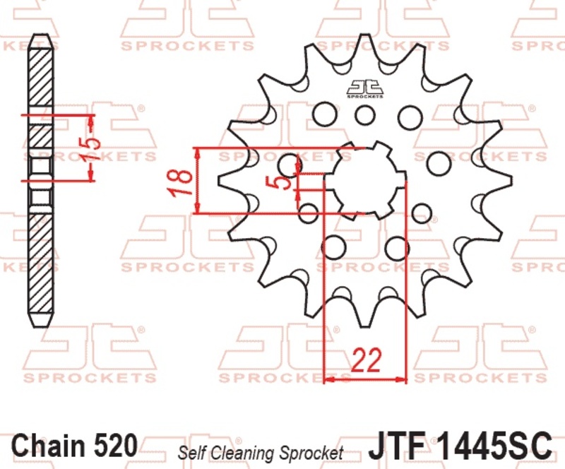 Piñón JT SPROCKETS acero autolimpiable 1445 - Paso 520