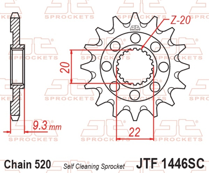 Piñón JT SPROCKETS acero autolimpiable 1446 - Paso 520
