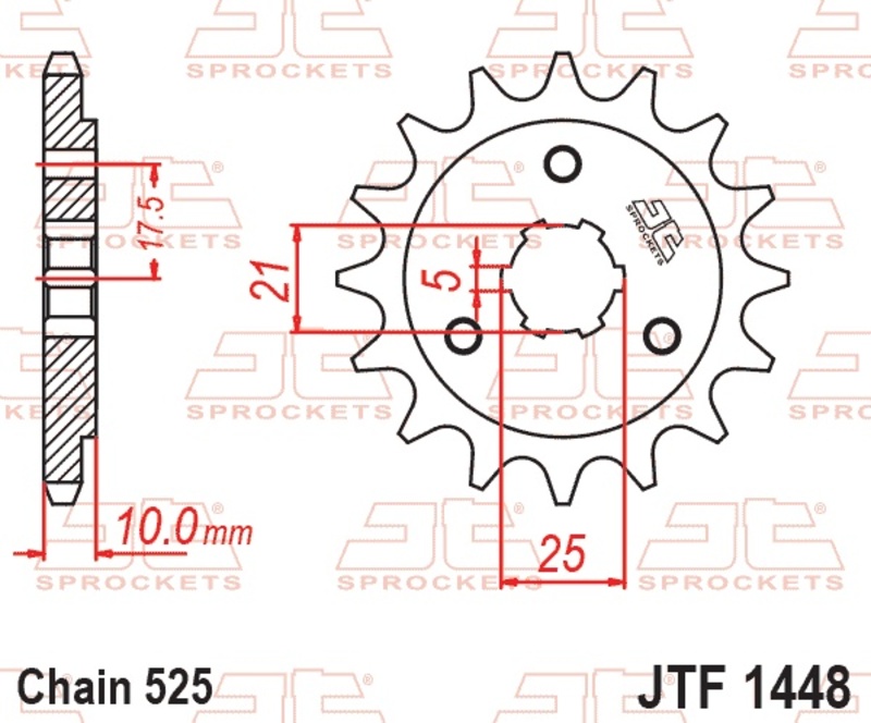 Piñón JT SPROCKETS acero estándar 1448 - Paso 525
